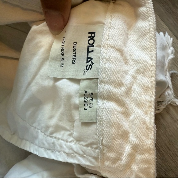 Rolla's Duster High Rise Slim Denim Shorts White Distressed - Picture 3 of 7